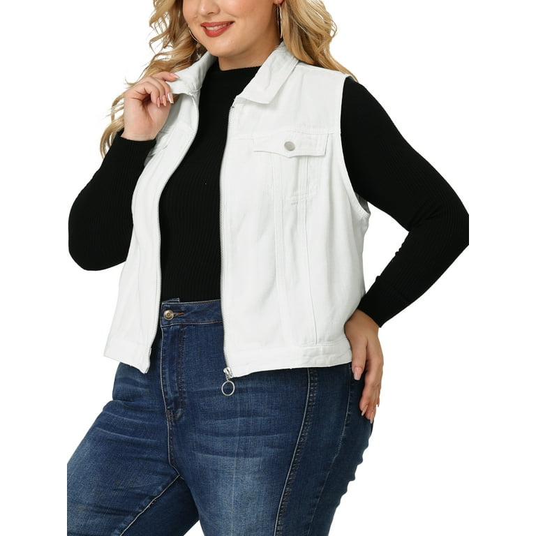 Plus size jean jacket vest hotsell