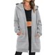thumbnail image 2 of Sudadera con Capucha y Cremallera para Mujer, Estilo Oversize, de Forro , Larga, Informal, para Otoño, con Bolsillo Gris XXL, 2 of 9