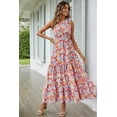 thumbnail image 6 of PRETTYGARDEN Women's Summer Floral One Shoulder Maxi Dress Knot Ruffle Boho Beach Vacation Wedding Guest Long Sun Dresses, 6 of 7