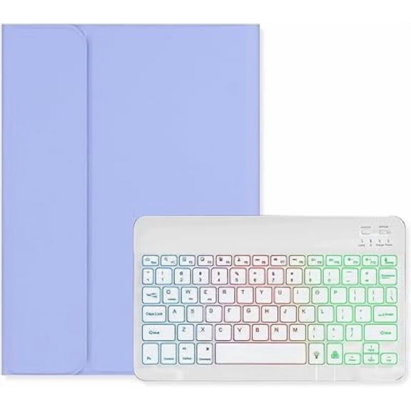Backlit Keyboard Protective Case, Purple White for Galaxy Tab S7-S10 Series 10.9"/11"