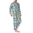 thumbnail image 2 of Naloa Flower and Sail Boat Men’s Pajamas Set - Long Sleeve Button Down Sleep Shirt and Pajama Bottoms Sleepwear Set-Medium, 2 of 7