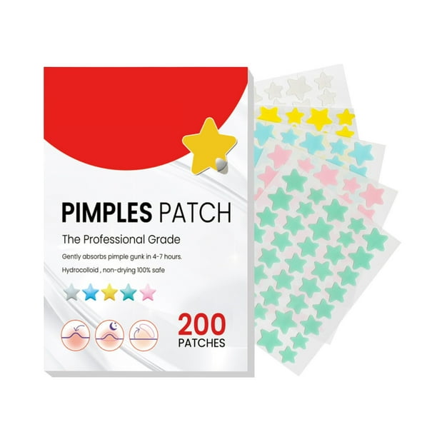 Hot Sale! Pimple Patches For Face, Colorful Cute Star Zit Covers,Hydrocolloid Acne Patches With Tea Oil, Witch Hazel, Centella Asiatica , Hyaluronic Sour(200 Count)