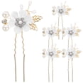 thumbnail image 1 of 6 Pcs Épingle à Cheveux Fleur de Mariée Strass Perle Épingle à Cheveux Mariage en Forme de U pour Femmes, 1 of 8