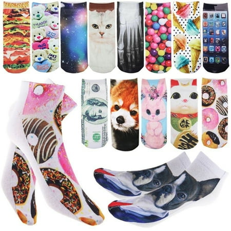 

Men\ s Women\ s Cute 3D Cartoon Animals Food Printed Low Cut Ankle Socks Gift