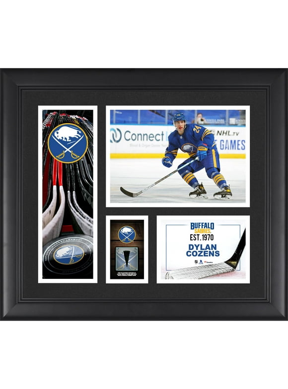 Dylan Cozens Buffalo Sabres Framed 15" x 17" Player Collage with a Piece of Game-Used Puck - Fanatics Authentic Certified