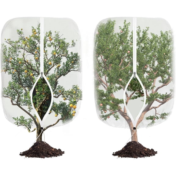 Large Fruit Tree Netting, 2 Pack 8x8Ft Garden Netting Pest Barrier Mesh Covers Bags with Zipper and Drawstring Insect Bird Cover Netting Plant Protection Covers for Vegetables Bushes