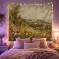 thumbnail image 2 of Wildflower Meadow Landscape With a Village on a Hillside, Peaceful Watercolor for Nature Enthusiasts, Countryside Wall Art, Housewarming Gift, Tapestry Wall Hanging for Living Room and Bedroom, 2 of 7