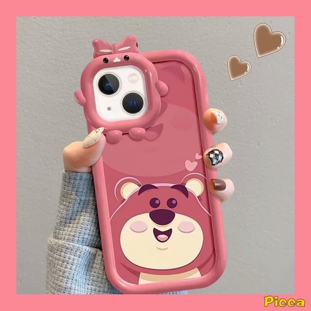 Funda De Teléfono Con Lente De Monstruo Little Monster Compatible Con iPhone 7Plus 11 XR 6s 6 8 7 Plus 14 12 13 11 Pro Max XS X SE 2020 Trasera Suave De Oso De Fresa