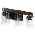 thumbnail image 6 of 3 Lights 18.5inch Bathroom Vanity Light Fixtures , Wooden Farmhouse Vanity Lights Rustic Bathroom Lights Over Mirror with Clear Glass Shade Black Industrial Wall Sconce, 6 of 7