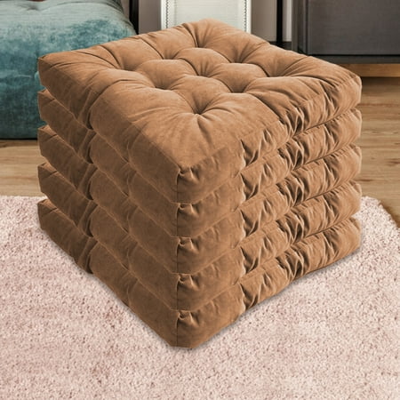 

5 Pack 22inch Floor Pillow Meditation Pillow Solid Thick Tufted Seat Cushion For Living Room Khaki