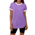 thumbnail image 5 of FNFYFH Womens Workout Tops Loose Fit Short Sleeve Athletic Shirts Color Block Gym Clothes Outfits Sun Protection T Shirts, 5 of 10