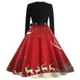 thumbnail image 3 of Women's Casual Fashion Printed Retro Square Neck Long Sleeve Dress, AI Christmas Print, Vintage Style, Holiday Dress, Party Wear, Casual,Vermilion,4XL, 3 of 3
