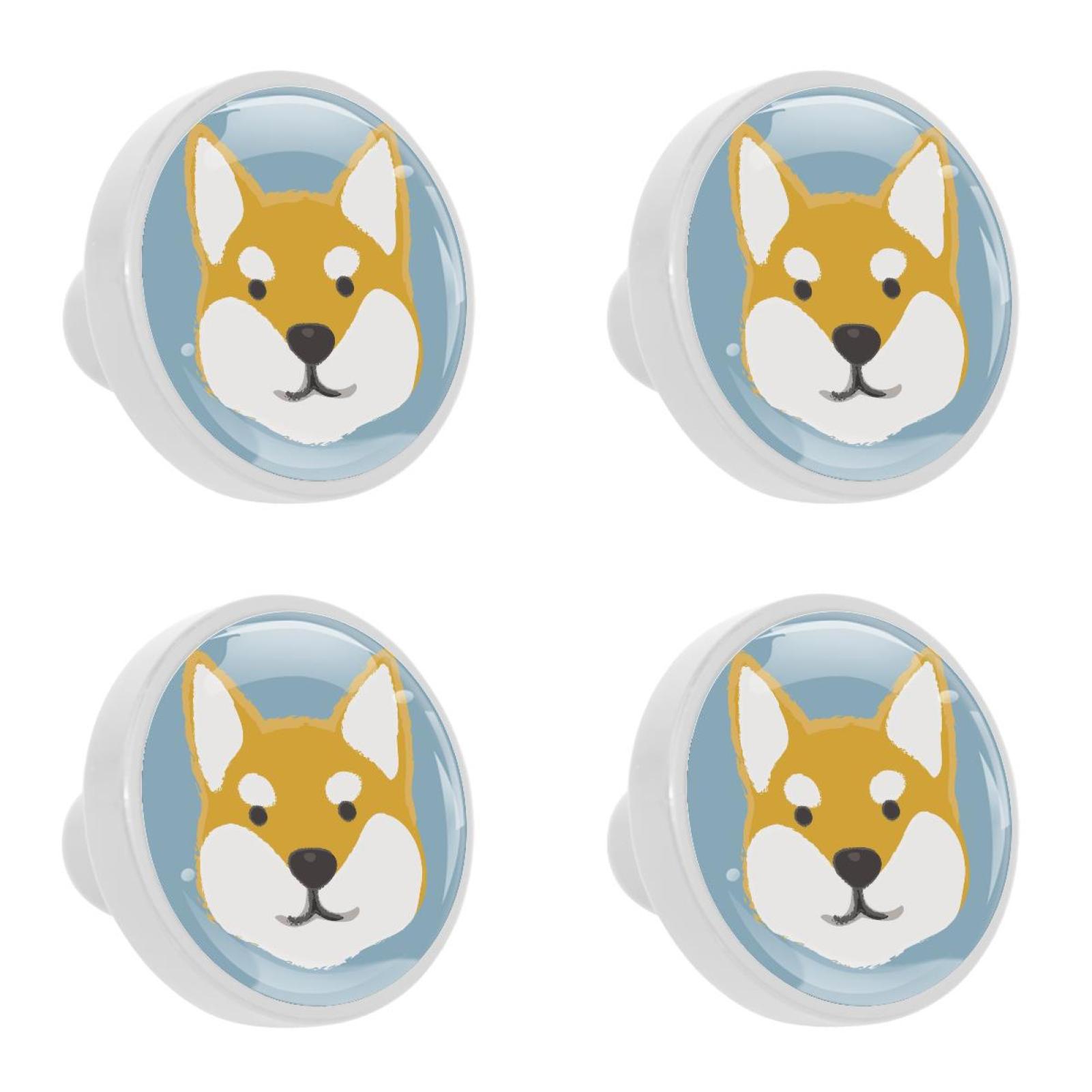 Ownta 4Pcs Kitchen Knob Round Welsh Dog Blue Background
