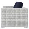 thumbnail image 3 of Lounge Loveseat Sofa, Rattan, Wicker, Light Grey Gray Blue Navy, Modern Contemporary Urban Design, Outdoor Patio Balcony Cafe Bistro Garden Furniture Hotel Hospitality, 3 of 8