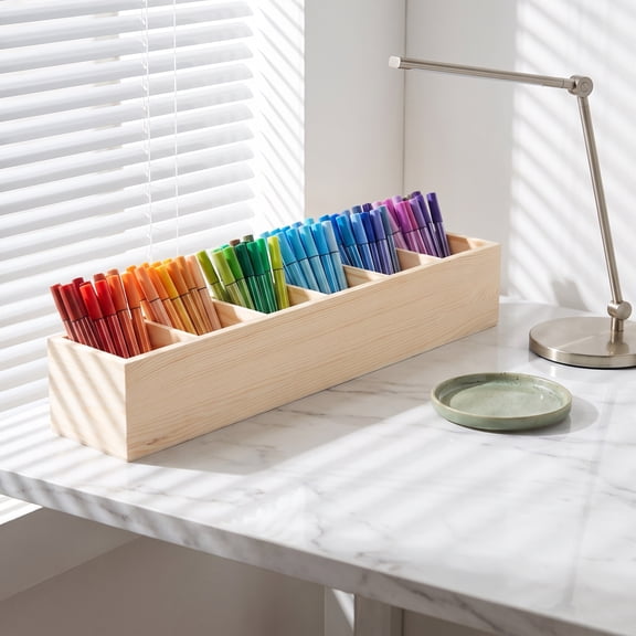 SOPOTUTU Pine Wood Storage Box Organizer for Home and Office Desk - 1 Piece Wooden Container for Neat Storage