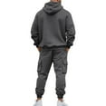 thumbnail image 5 of MLQIDK Men's Track Suits Big and Tall Fleece Zip up Hoodie and Sweatpants Workout Gym Jogging Suit Lounge Outfit Casual Athletic Sweatsuits 2 Piece Set Winter Suit Sets Dark Green 3XL, 5 of 5