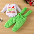 thumbnail image 2 of Tenues de Noël pour Bébé Fille Garçon Combinaison Robe Verte Jupe à Bretelles en Fourrure Salopettes, 2 of 8