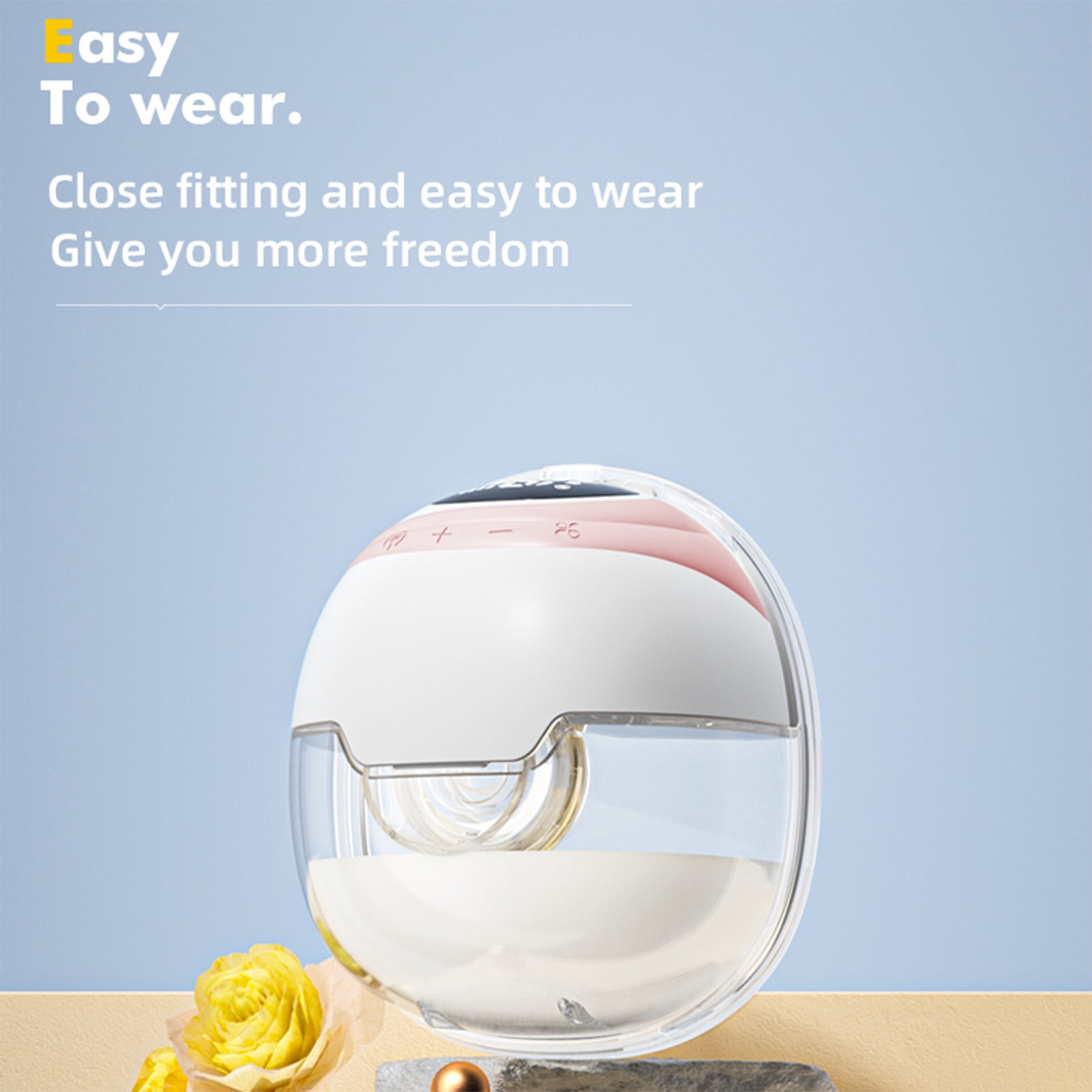 NFTIGB Hands-Free Wearable Breast Pump, Electric Wireless Portable Breastpump with 3 Modes and 9 Suction Levels, 240ml Capacity (8.11 oz), Includes 4 Flange Sizes, 1200mAh Battery, White/Pink
