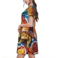 thumbnail image 2 of Goofa Vibrant Picnic Food Spread Pattern Women Summer Short Sleeve Midi Dress with Pockets Casual Aline Flowy Tshirt Dress Vocation Beach Sundress, 2 of 6
