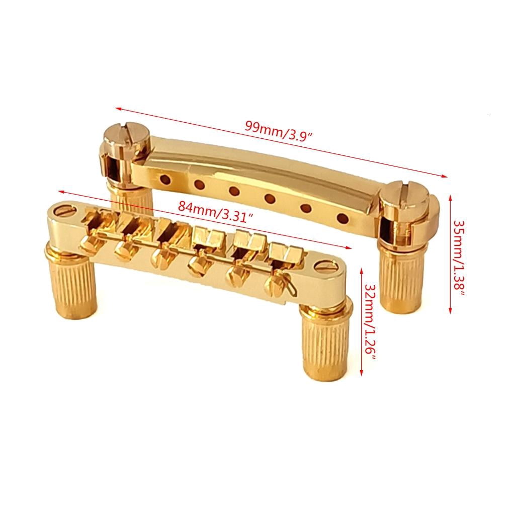 Yihuala Metal Roller Saddle Bridge & Tailpiece Replacement 6 String Electric Guitar Tune-O-Matic Bridge Guitar Parts Easy to Use
