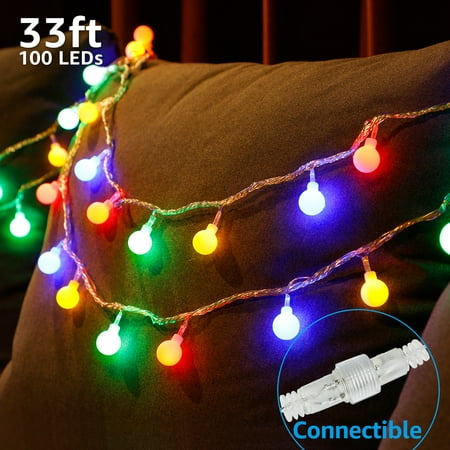 White String Globe Lights TORCHSTAR LED Globe String Lights, Extendable Waterproof Outdoor String Lights, Christmas Lights for Party, Garden, Patio, Bedroom, Dorm, Multi-Color ()