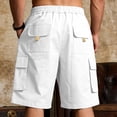 thumbnail image 4 of Camouflage Cargo Shorts for Men Elastic Waist Drawstring Short Loose Fit Hiking Outdoor Lightweight Work Big and Tall Camouflage Cargo Shorts Multi Pockets Twill Quick Dry Bermuda Short,White 3XL, 4 of 5