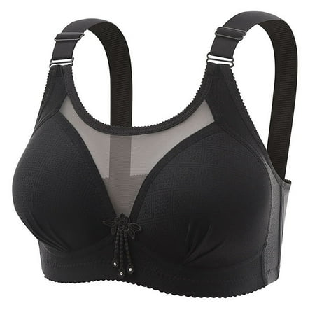 

Fabiurt Women s Bra Women s Large Size No Steel Ring Tube Top Underwear Thin Breathable Gather Big Show Small Beautiful Back Four Button Bra Black