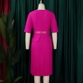 thumbnail image 6 of AURA Plus Size V Neck Pleated A Line Midi Dress High Waist Elegant Summer 2024 Office African Style Dress with Belt, 6 of 10