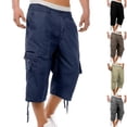 thumbnail image 5 of Chiccall Mens Cargo Capri Pants Long Cargo Shorts Baggy Casual Hiking Elastic Waist Outdoor Travel Work 3/4 Length Pants, 5 of 5