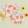 thumbnail image 3 of Bagilaanoe 2pcs Toddler Baby Girl Shorts Set Short Sleeve Flower Print T Shirt Tops + Shorts 6M 12M 18M 24M 3T 4T Kids Casual Summer Clothes, 3 of 8