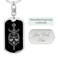 thumbnail image 2 of Calavera Mexican Sugar Skull 79 Stainless Steel or 18k Gold Premium Swivel Dog Tag Keychain, 2 of 16