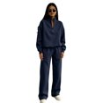 thumbnail image 3 of GrmtClth Women Trendy Oversized Sweatsuits Half Zip Stand Collar Pullover Loose Wide Leg Pants Outdoor Travel Outfit, 3 of 6