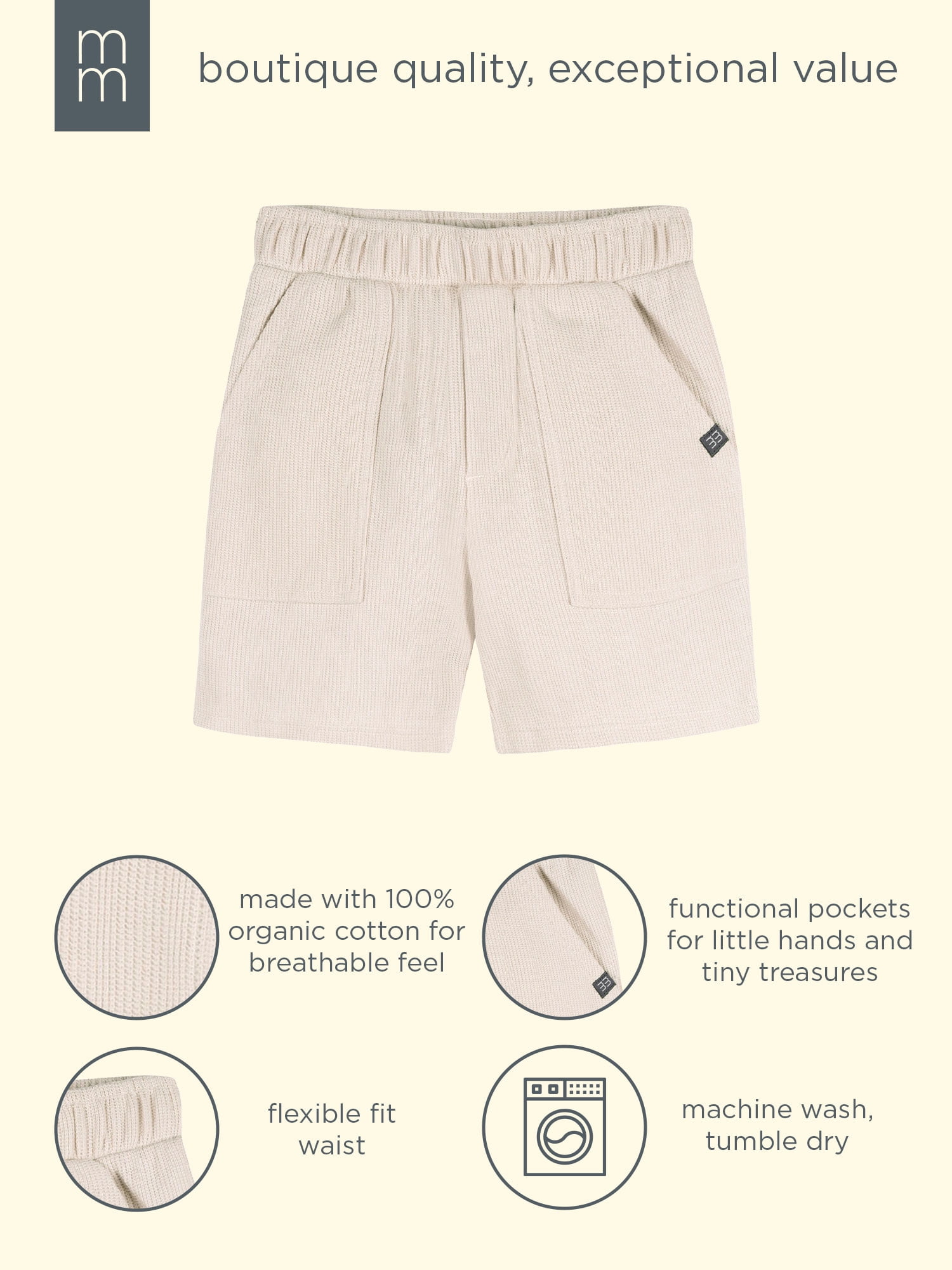 Modern Moments by Gerber Baby and Toddler Boy Organic Pork Chop Pocket Short, Sizes 0/3 Months - 5T