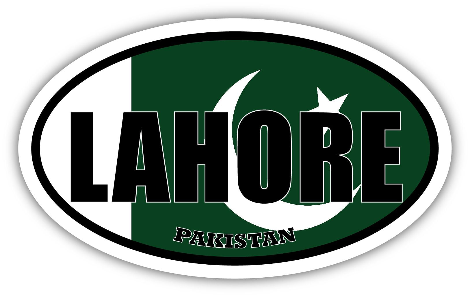 Lahore Pakistan Flag Oval Decal Vinyl Bumper Sticker 3x5 inches