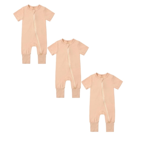 Newborn Bodysuit Base Onesie Pajamas Breathable Short Sleeve Bodysuits Preemie Sleepers 18-24 Months 3-Pack