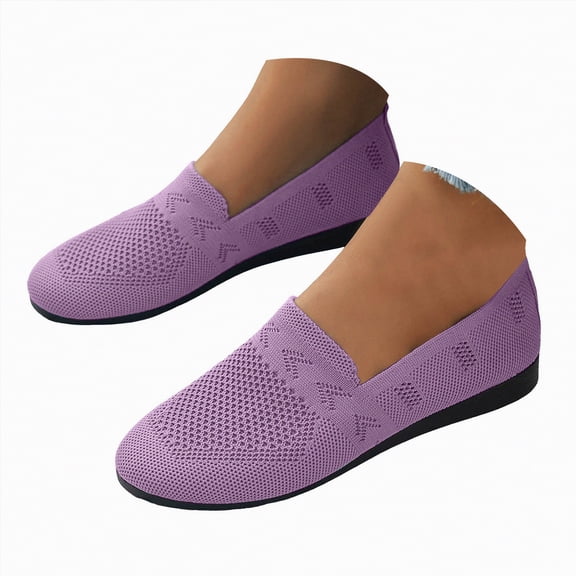 Drie Walking Shoes Dress Shoes for Women Round Toe Flats Shoes Lace Ballet Flats Dressy Comfortable Foldable Flats Low Heel Purple,8.5