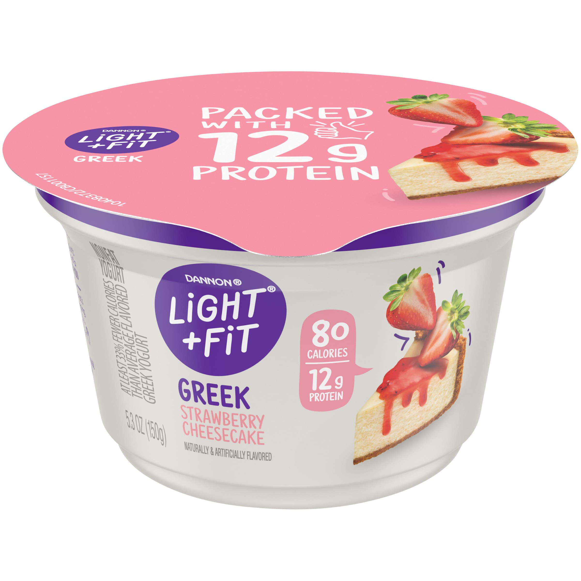 Light + Fit Nonfat Gluten-Free Strawberry Cheesecake Greek Yogurt, 5.3 Oz.