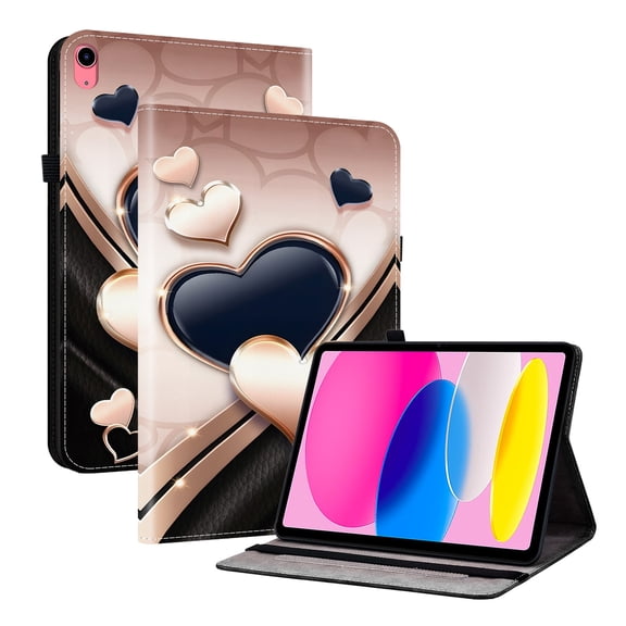 ELEHOLD Case For Apple iPad 11th(A16) 2025/ 10th Gen 2022, Stylish Pattern Shockproof PU Leather Kickstand Magnetic Slim Shockproof Case With Card Slots,Hart