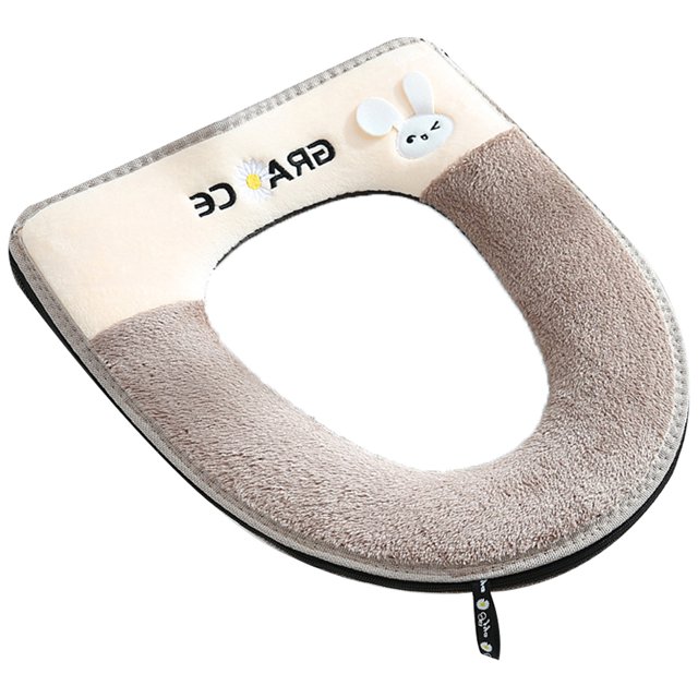 Soft Plush Zipper Wc Mat Universal Soft Toilet Seat Cover with Handle Toilete Accessories