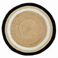 thumbnail image 2 of 2 Ft Round Black White & Natural Jute Area Rug | Handmade | Solid Farmhouse Design | Natural Jute Rug for Living Room | Dining Room | Bedroom | Kitchen | Hallway | Entryway, 2 of 5