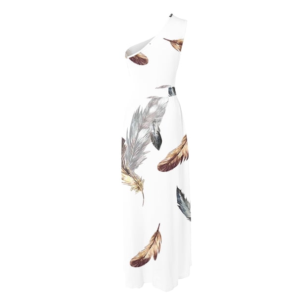 Vestidos Para Mujer Maxi Vestido Un Hombro Moda Casual Sin Mangas Estampado Hendidura Vestido Odeerbi ODB153325