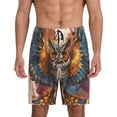 thumbnail image 1 of Balery Colorful Owl Tattoo Art Pantalones cortos de pijama de punto de algodón para hombre con cinturilla y bolsillos-Medium, 1 of 6
