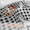 thumbnail image 4 of Queen 4 Piece Bedding Set Happy Easter Bunny Silhouette Bow Soft Breathable Duvet Cover and Pillowcase, Black White Plaid Duvet Cover Set Bed Sheets for Bedroom Dormitory Guest Room, 4 of 9