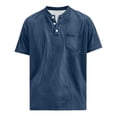 thumbnail image 6 of hotojiny Men's Henley Shirts Short Sleeve Button T-Shirt Vintage Tops Oversized Crew Neck Summer Shirt with Pocket Streetwear(Dark Blue,Small), 6 of 6