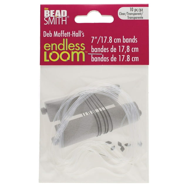 Deb Moffett-Hall’s Endless Loom Bands, 7 Inches Diameter, Pack of 10 Pieces, Clear Color, Use with The Endless Loom