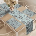 thumbnail image 2 of Ambesonne Vintage Botany Table Runner & Placemats, Pastel Tone Bouquet, Placemat 4 pcs + Runner 14"x90", Seafoam Grey, 2 of 2