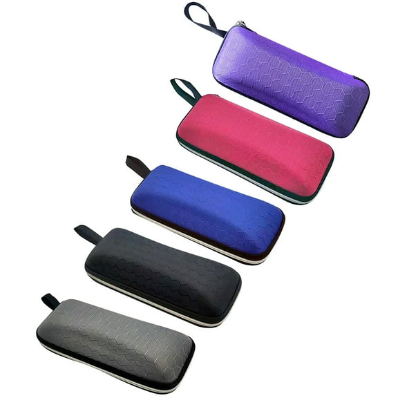 5-Pack Hard EVA Protective Sunglasses Cases with Zipper, Honeycomb Design Eyeglasses Storage Box for Men & Women, Universal Fit for Most Glasses (5 Colors)