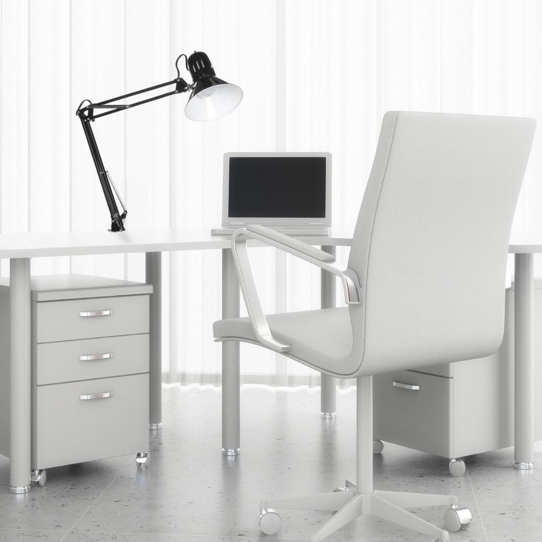 32" Multi-Joint Desk Lamp with Metal Clamp, Black, On/Off Rotary Switch on Shade, Partially Adjustable Swing Arm, Home Essentials, Reading Light, Office Décor