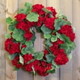 thumbnail image 2 of Red Geranium Wreath for Spring or Summer Front Door Decor in 21 Inch Diameter, Front Door WreathYD-CVAJ-MARQ, 2 of 6