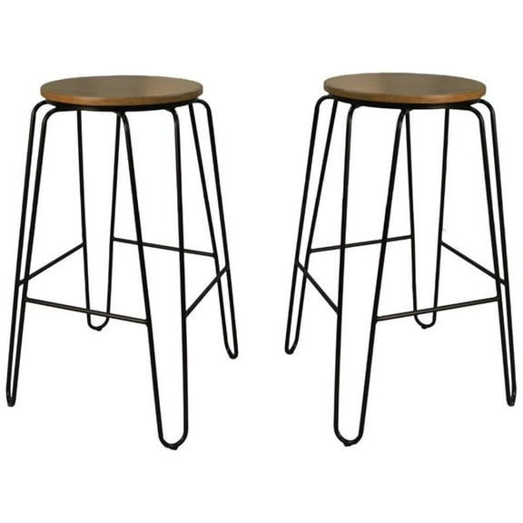 Carolina Classics Ethan 29" Solid Wood Seat Stool in Maple/Black (Set of 2)